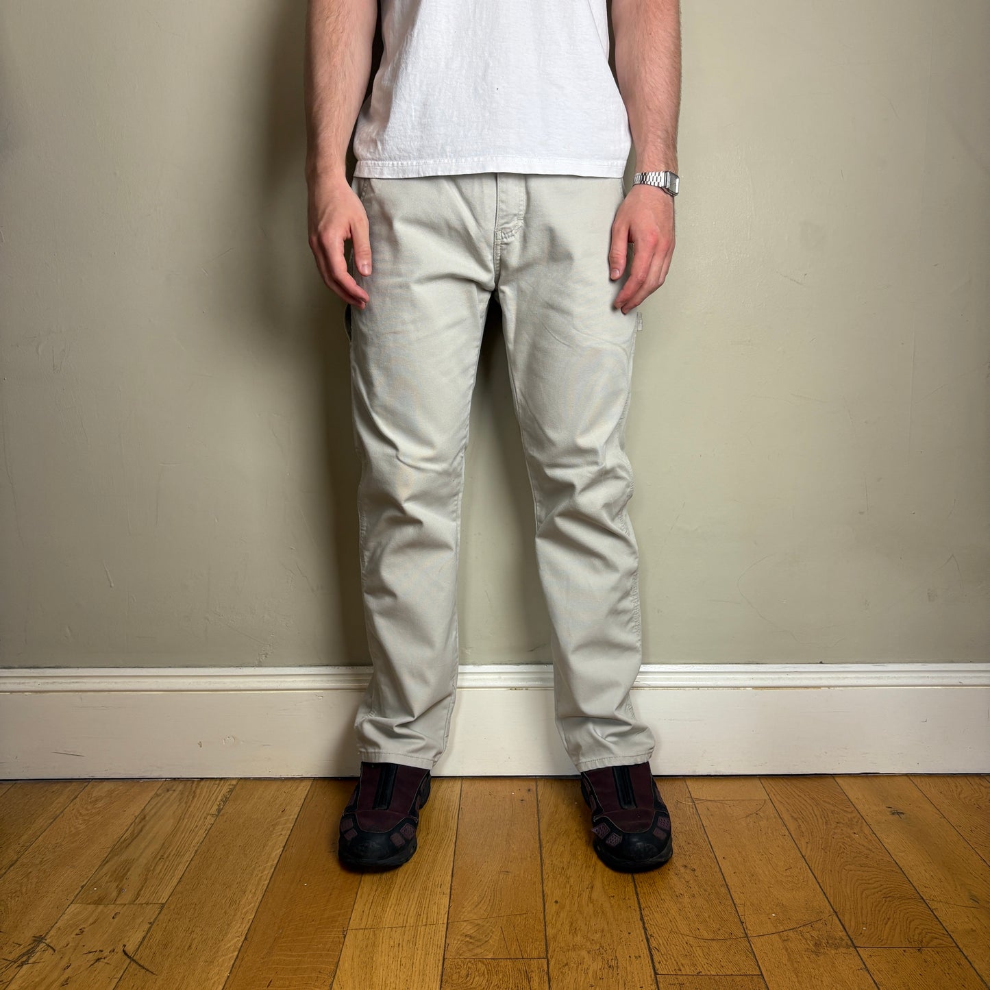 Vintage Dickies White Cream Workwear Carpenter Baggy Trousers - 34R