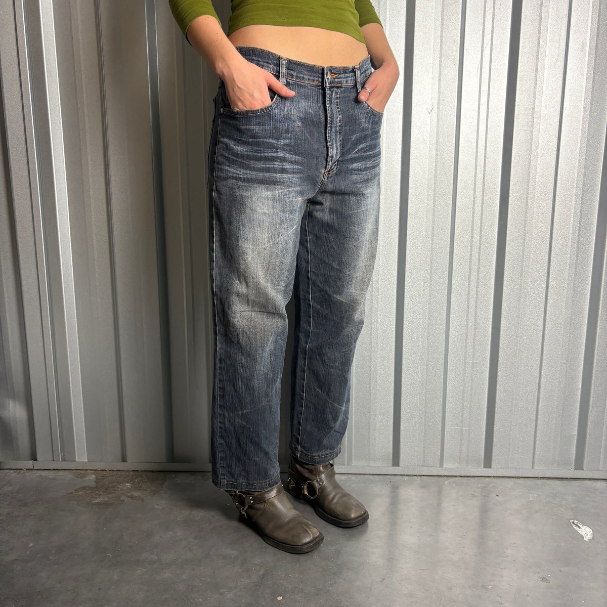 Embroidered Blue Scorpion Japanese Denim Hip Hop Y2K Baggy Jeans - 32S
