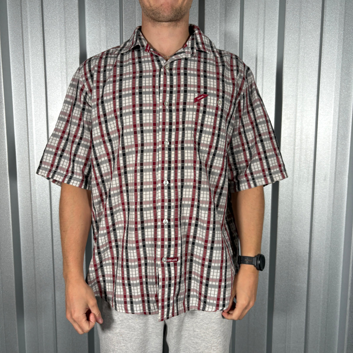 Ecko Unltd Red Check Plaid Short Sleeve Shirt - XL