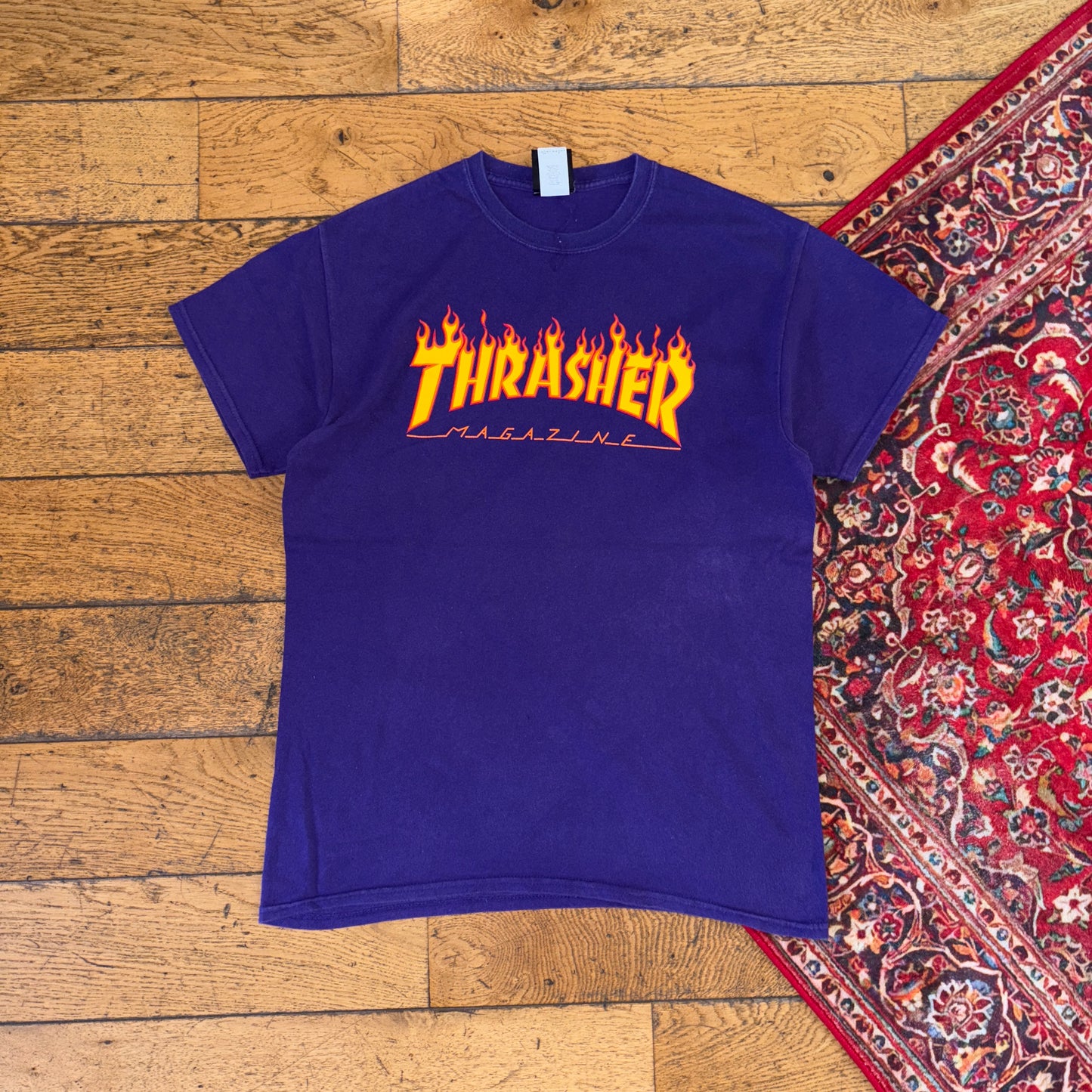 Vintage Thrasher Flames Purple Skate Graphic T-Shirt - S