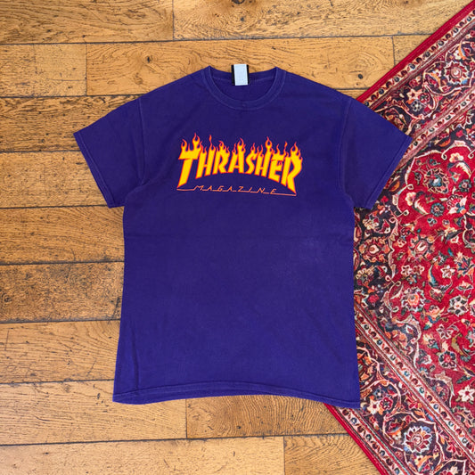 Vintage Thrasher Flames Purple Skate Graphic T-Shirt - S