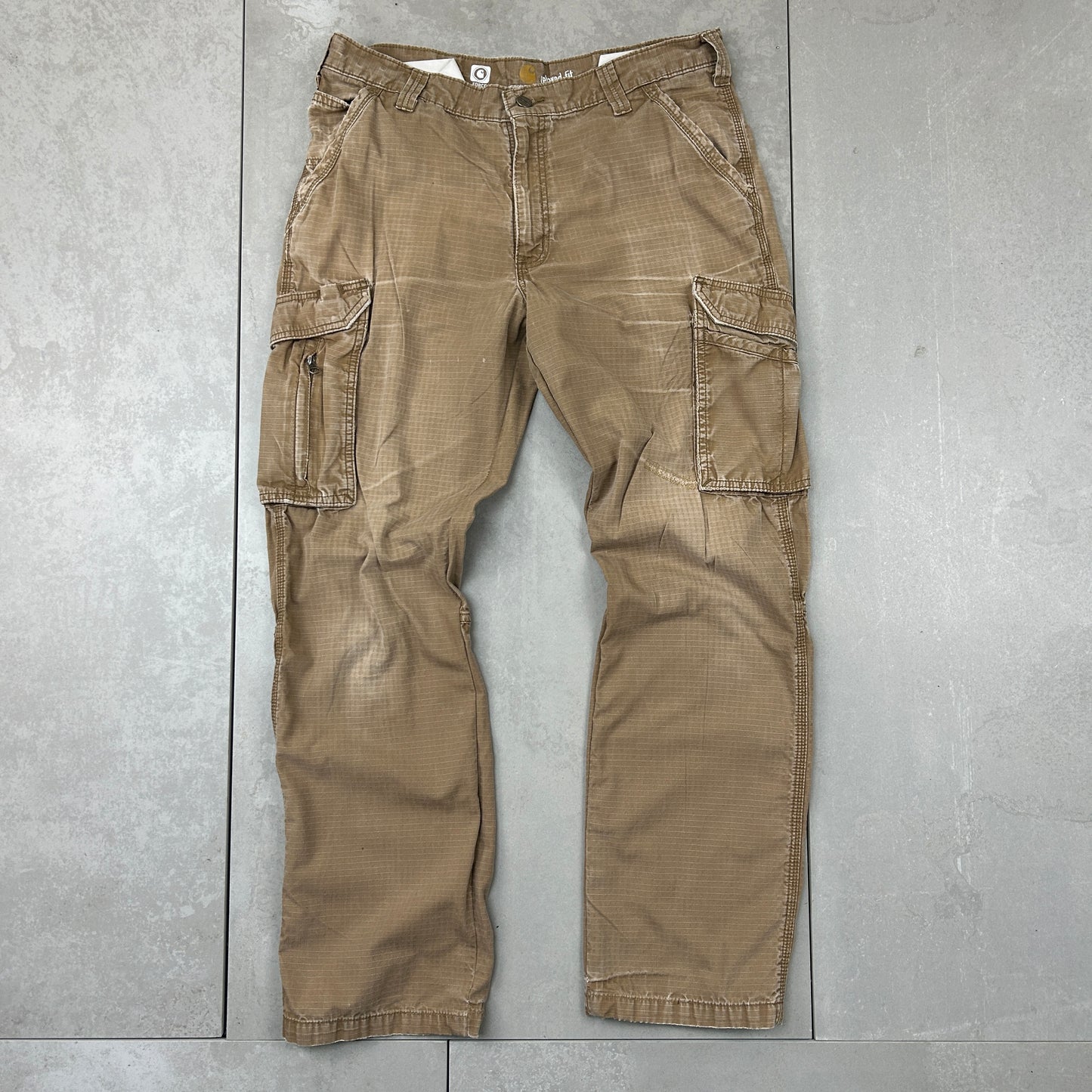 Vintage Carhartt Brown Workwear Carpenter Baggy Cargo Trousers - 34