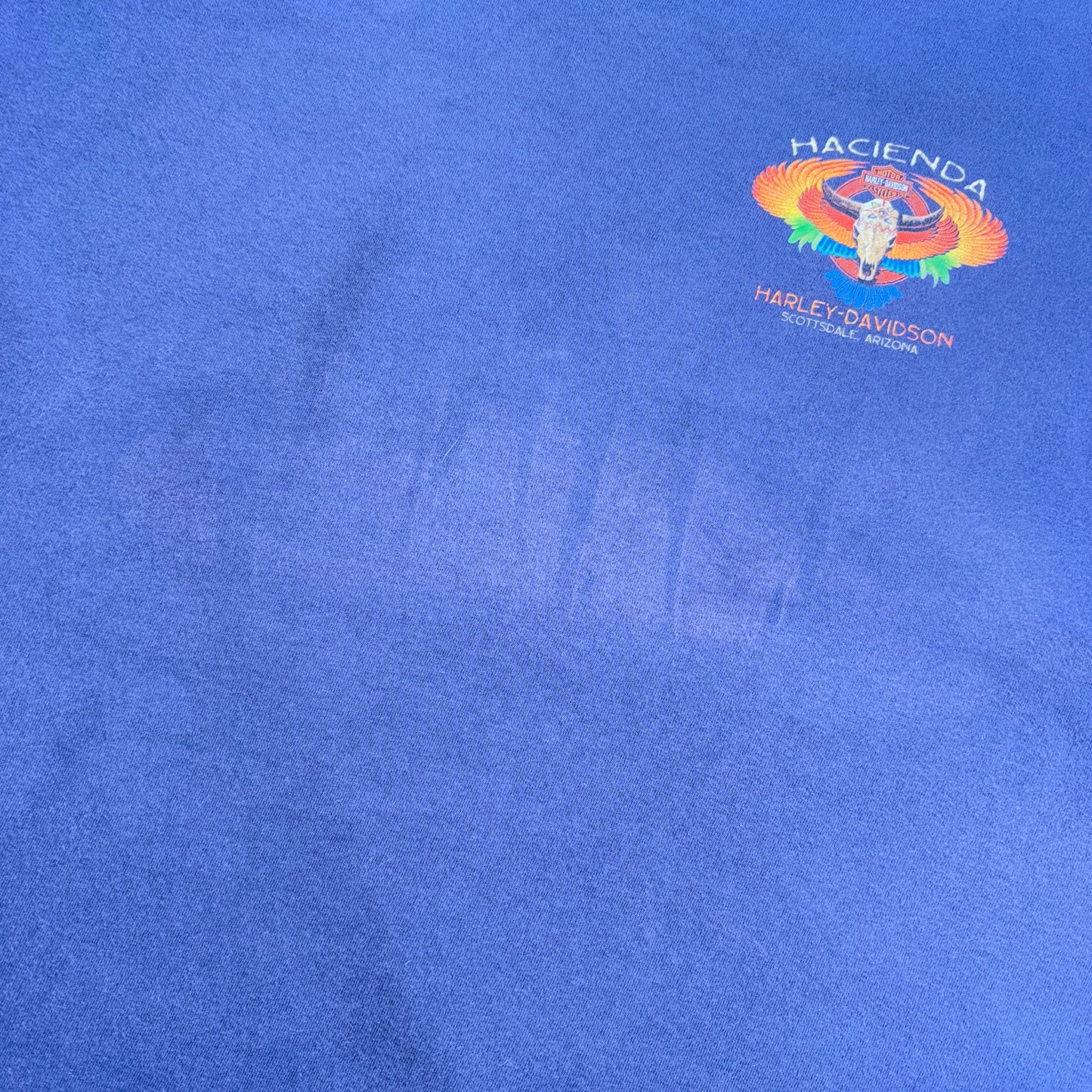 Vintage Harley Davidson Blue Navy Skull Western Graphic T-Shirt - XL