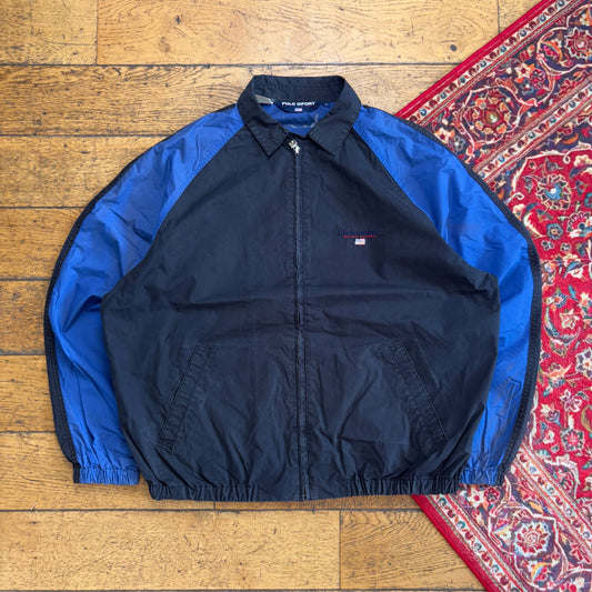 Vintage 90s Ralph Lauren Polo Sport Blue Black Harrington Jacket - L
