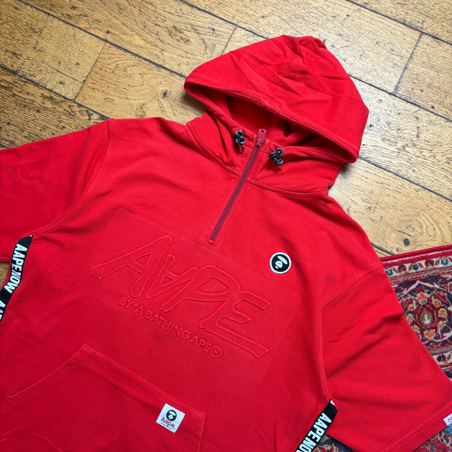Vintage Bape Bathing Ape Red Hoodie T-Shirt Sweatshirt - XS