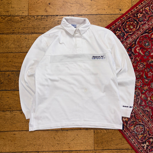 Vintage Reebok White Rugby Polo Shirt - M