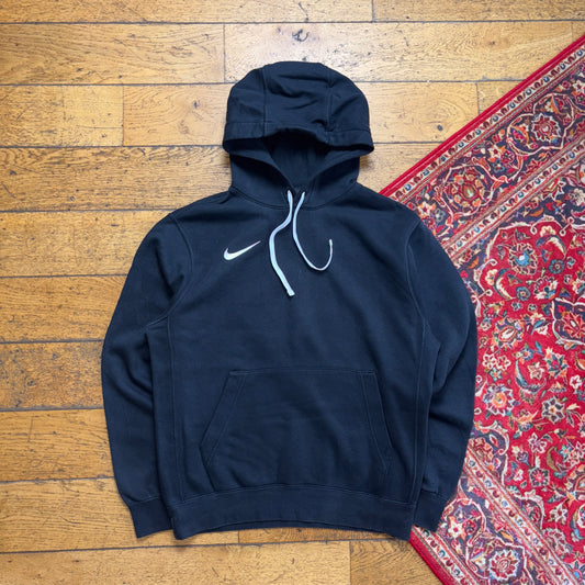 Vintage Nike Black Swoosh Hoodie Embroidered Sweatshirt - S