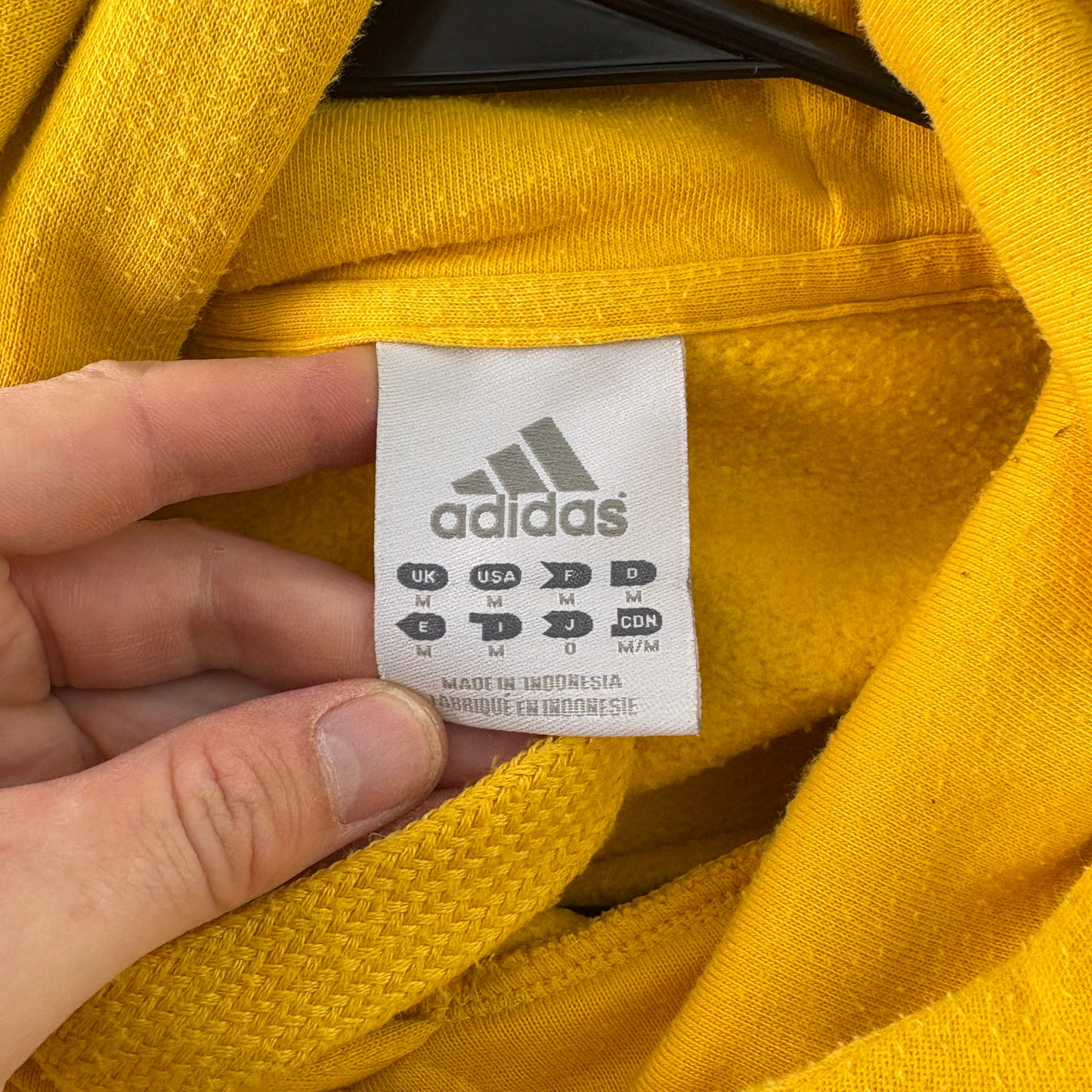 Vintage Adidas Yellow Hoodie Sweatshirt - M