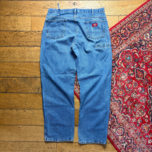 Vintage Dickies Double Knee Workwear Carpenter Baggy Blue Jeans - 38R