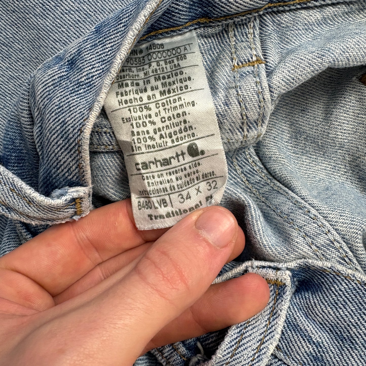 Vintage Carhartt Workwear Carpenter Baggy Blue Jeans - 34