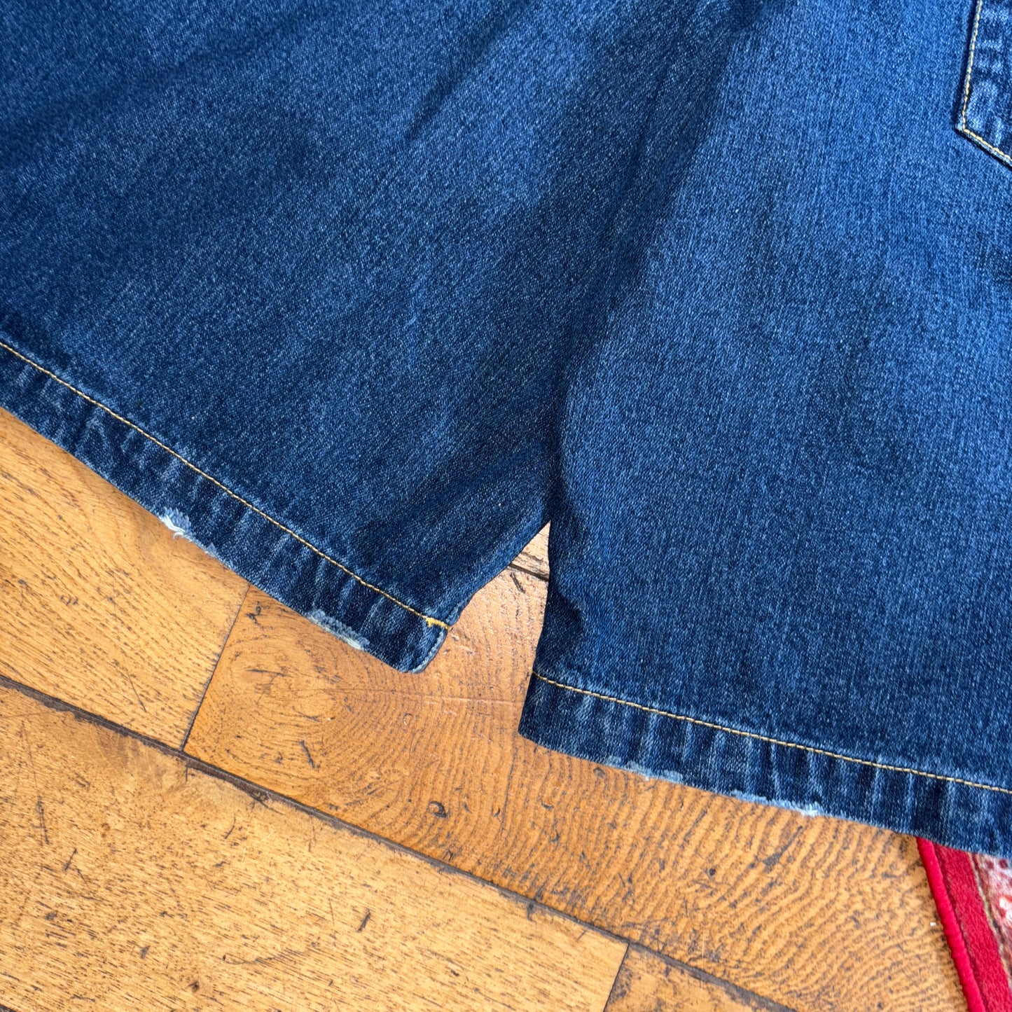Vintage Bugle Boy Blue Embroidered Y2K Hip Hop Baggy Jeans Shorts Jorts - 44