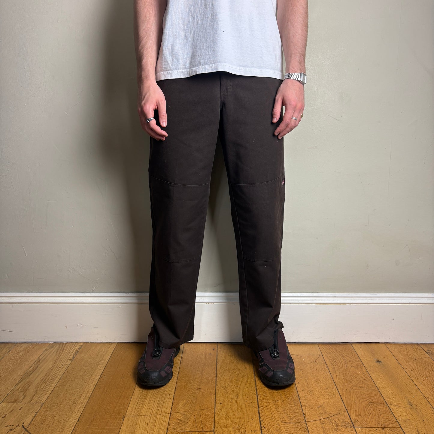 Vintage Dickies Brown Double Knee 874 Workwear Skate Chino Trousers - 32S