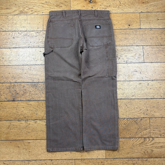 Vintage Dickies Brown Workwear Carpenter Baggy Trousers - 34