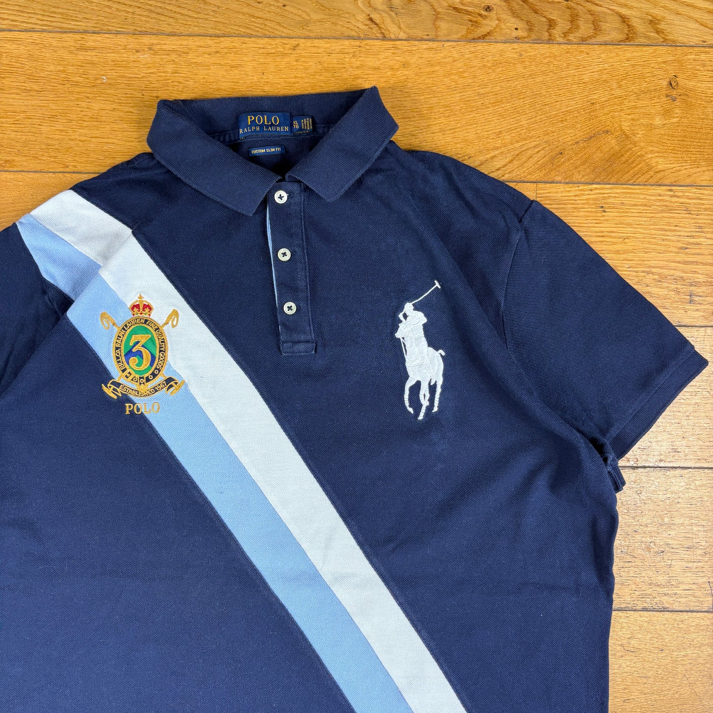 Ralph Lauren Navy Embroidered Big Pony Polo Shirt - XL