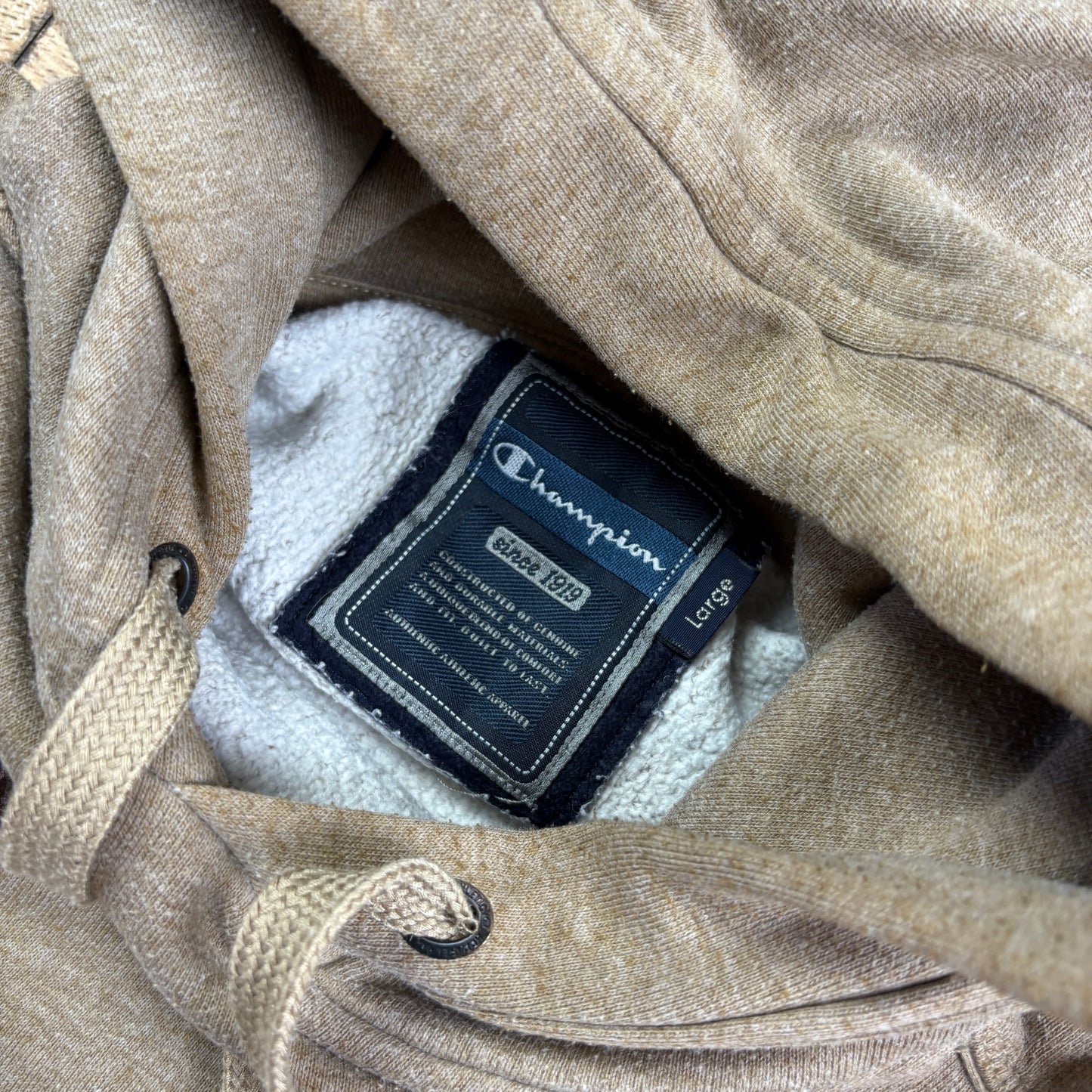 Vintage Champion Brown Hoodie Embroidered Sweatshirt - L