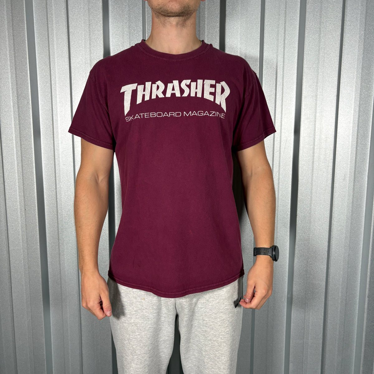 Thrasher Burgundy Skate Graphic T Shirt - M