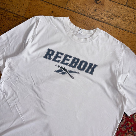Vintage White Reebok Spellout Graphic T-Shirt - XL