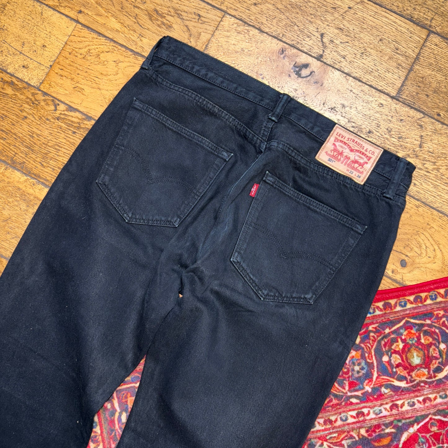 Vintage Levis 501 Straight Black Denim Jeans - 33L