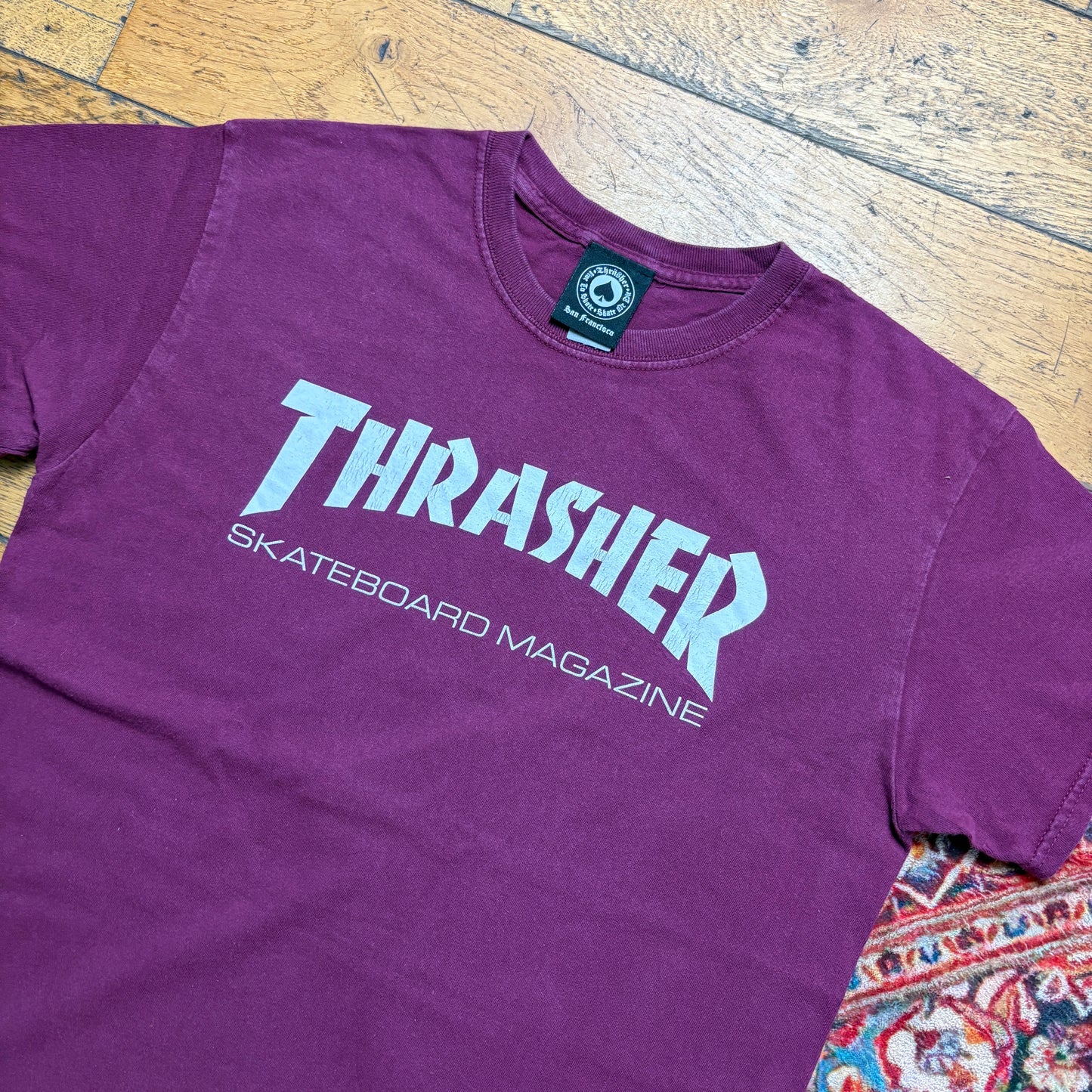 Vintage Thrasher Burgundy Skate Graphic T-Shirt - S