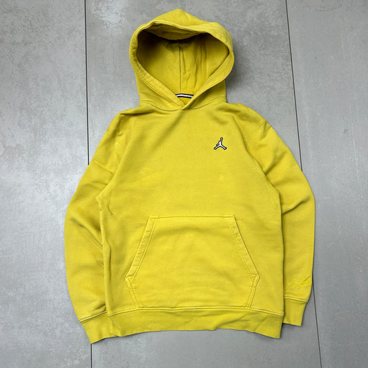 Vintage Nike Jordan Yellow Embroidered Hoodie Sweatshirt - S