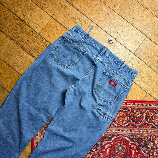 Vintage Dickies Double Knee Workwear Carpenter Baggy Blue Jeans - 38R
