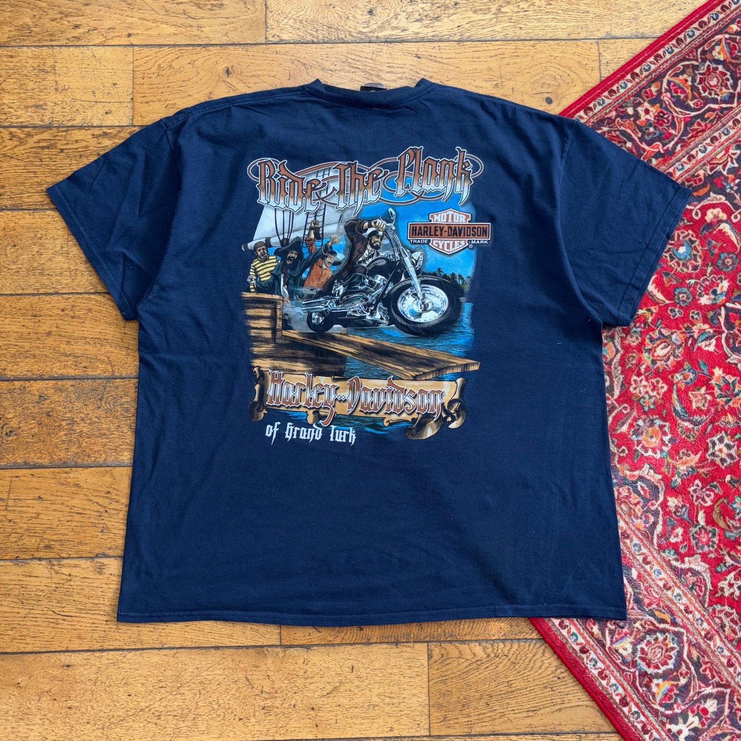 Vintage Harley Davidson Navy Graphic T-Shirt - 2XL