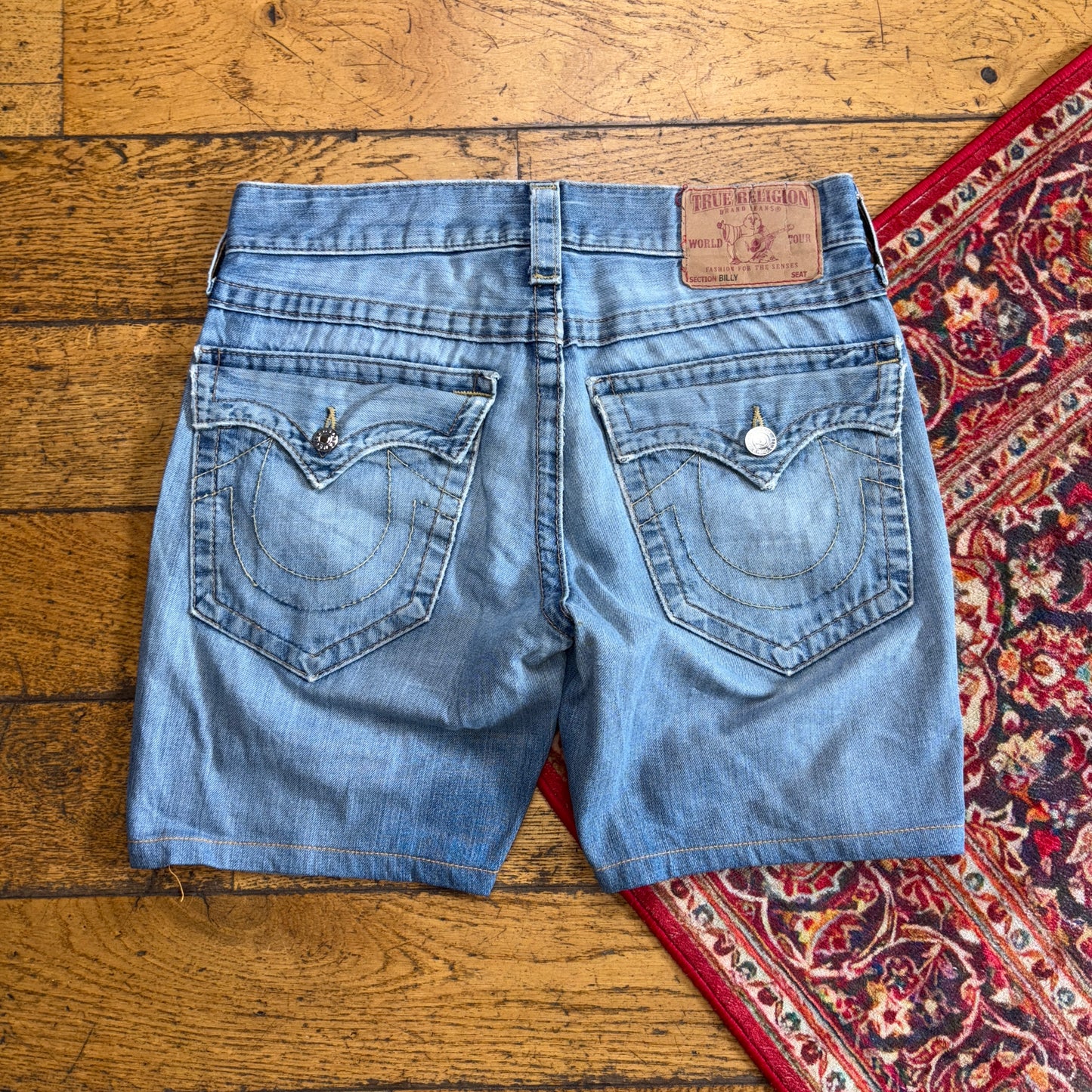 Vintage True Religion Blue Embroidered Y2K Shorts Jorts - 32