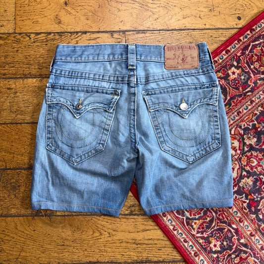 Vintage True Religion Blue Embroidered Y2K Shorts Jorts - 32
