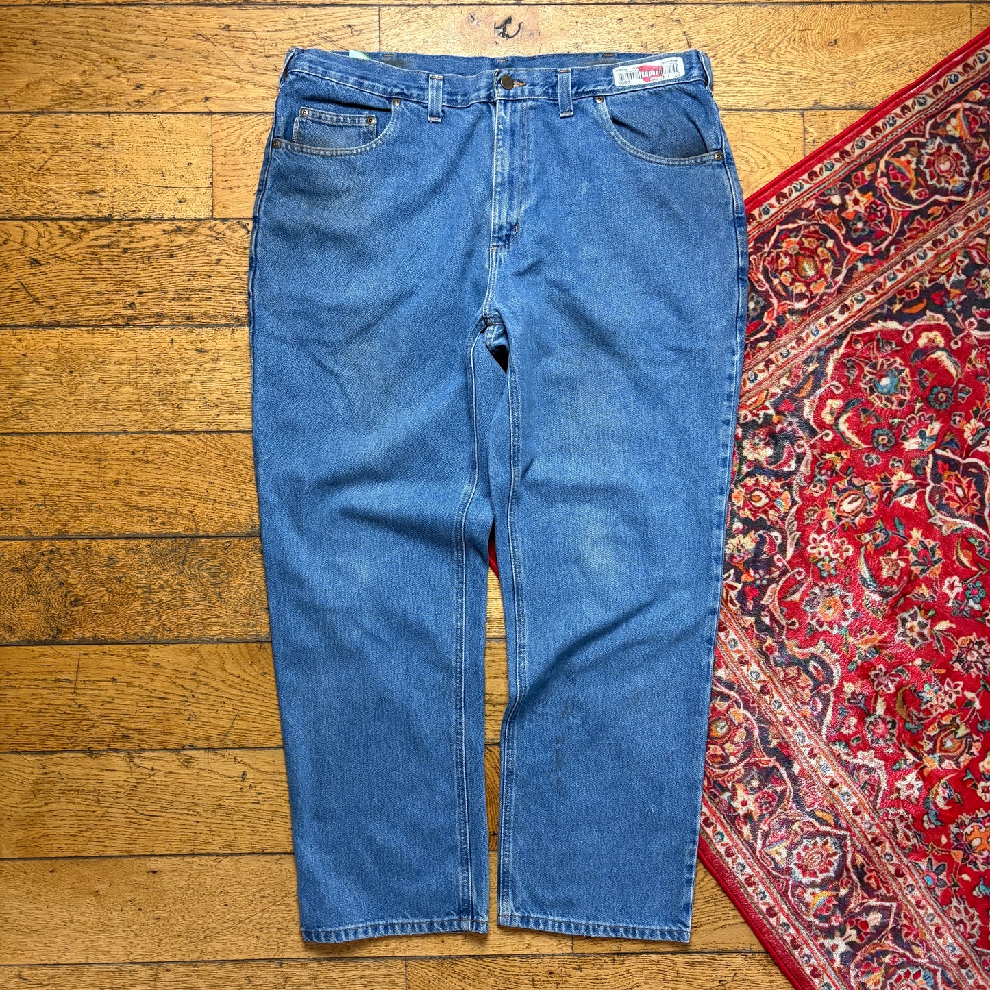 Vintage Carhartt Workwear Carpenter Baggy Blue Jeans - 38R