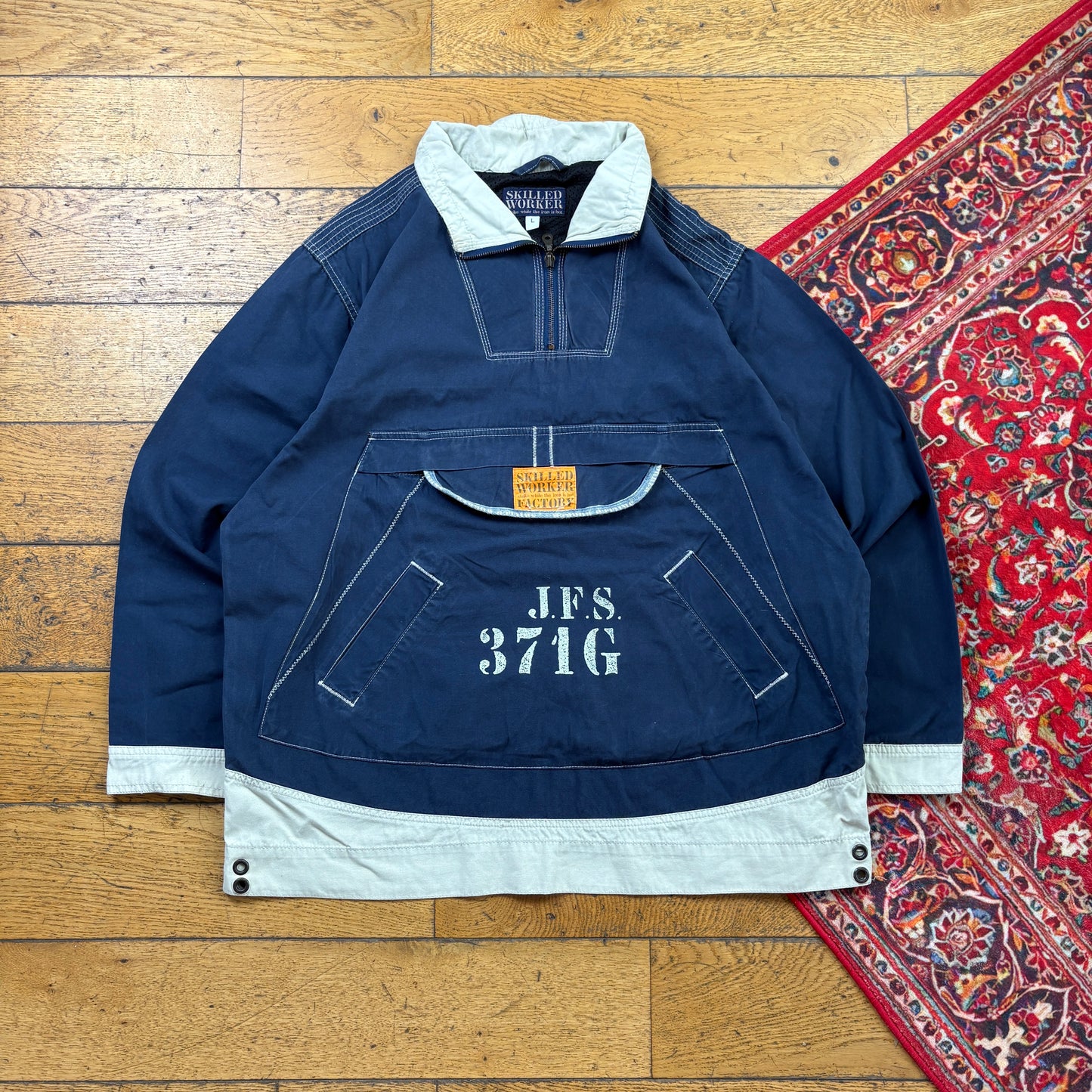 Vintage Navy Windbreaker Workwear Parka Jacket - L