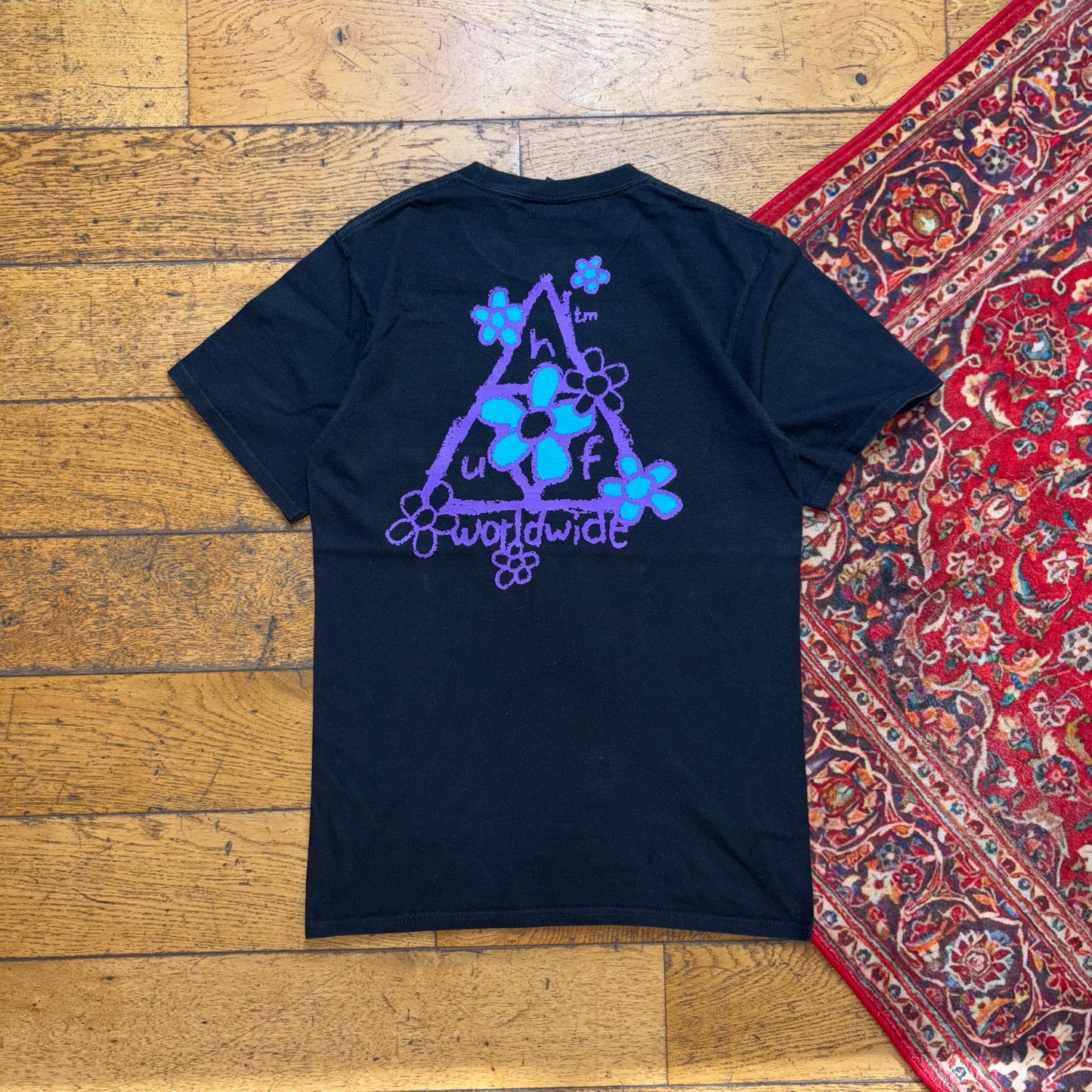 Vintage Huf Black Skate Graphic T-Shirt - XS