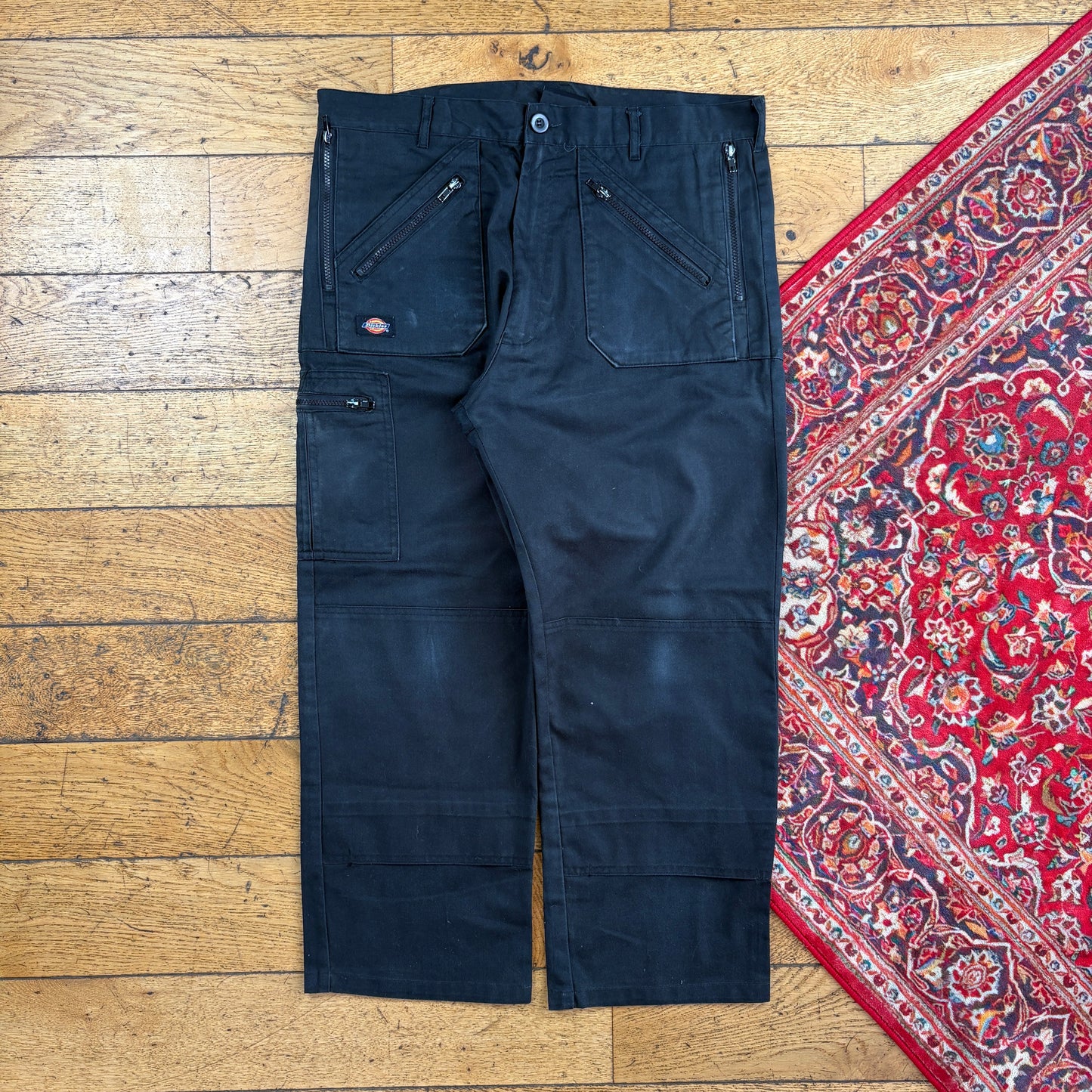 Vintage Dickies Double Knee Black Workwear Carpenter Baggy Trousers - 36