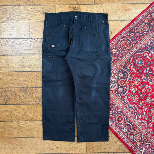 Vintage Dickies Double Knee Black Workwear Carpenter Baggy Trousers - 36