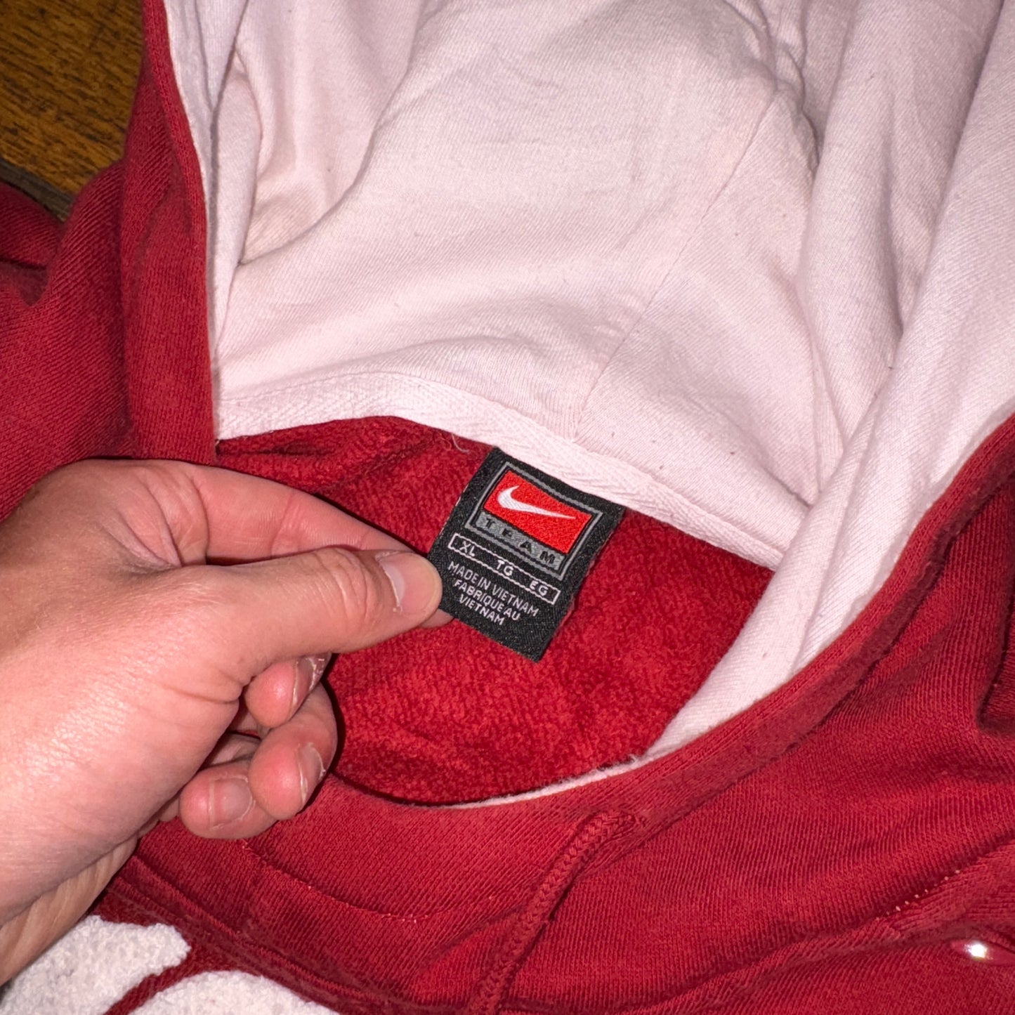 Vintage 90s Nike Centre Swoosh College Red Embroidered Sweatshirt - XL