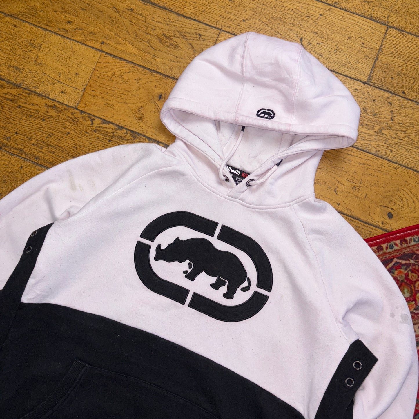 Vintage Ecko Unltd Light Pink Hip Hop Hoodie Embroidered Sweatshirt - 2XL