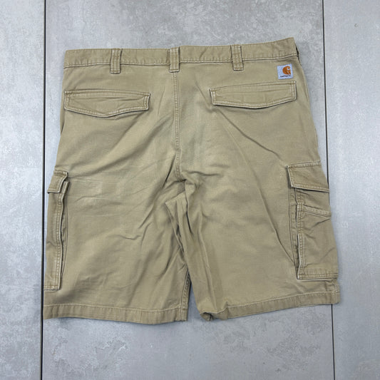 Vintage Carhartt Workwear Baggy Cream Brown Carpenter Shorts - 40