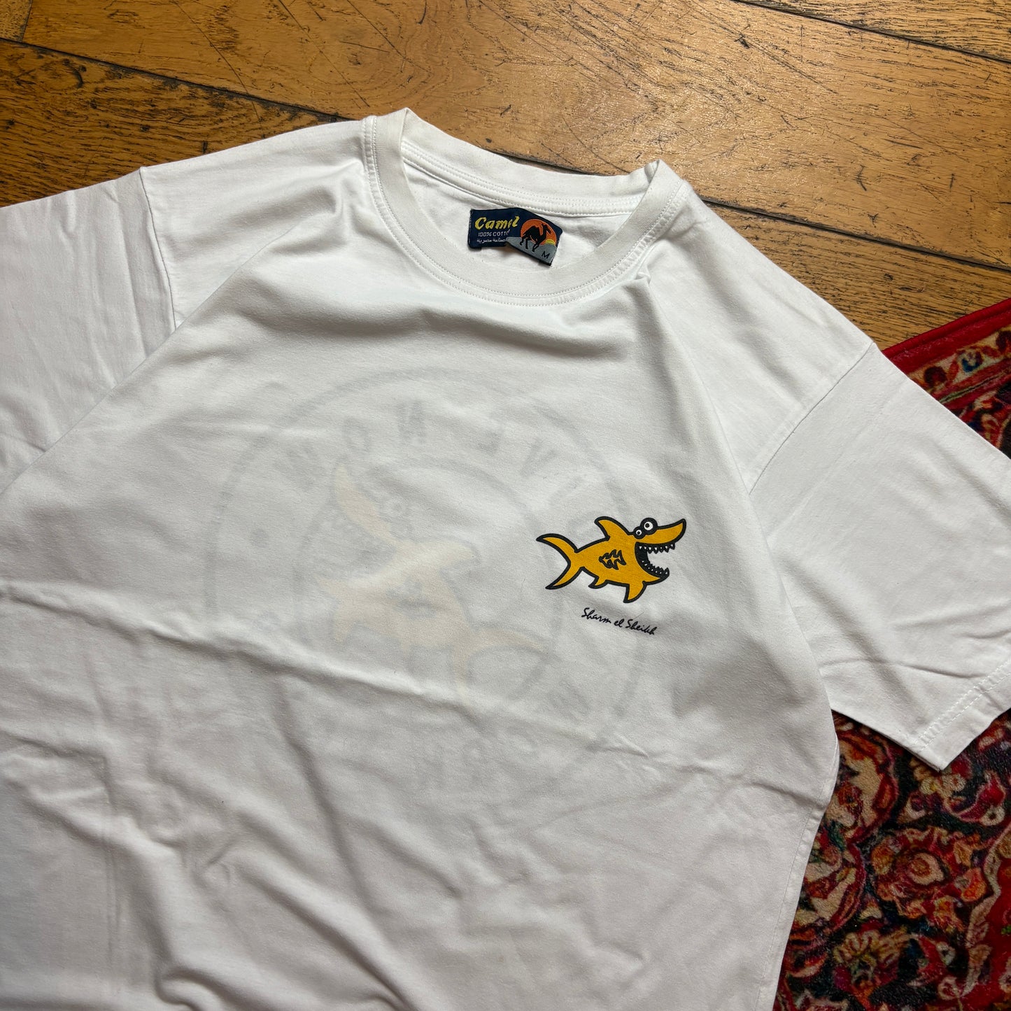 Vintage Diving Surfwear White Graphic T-Shirt - M