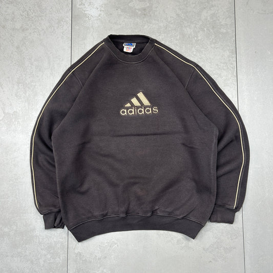 Vintage 90s Adidas Brown Embroidered Sweatshirt - L