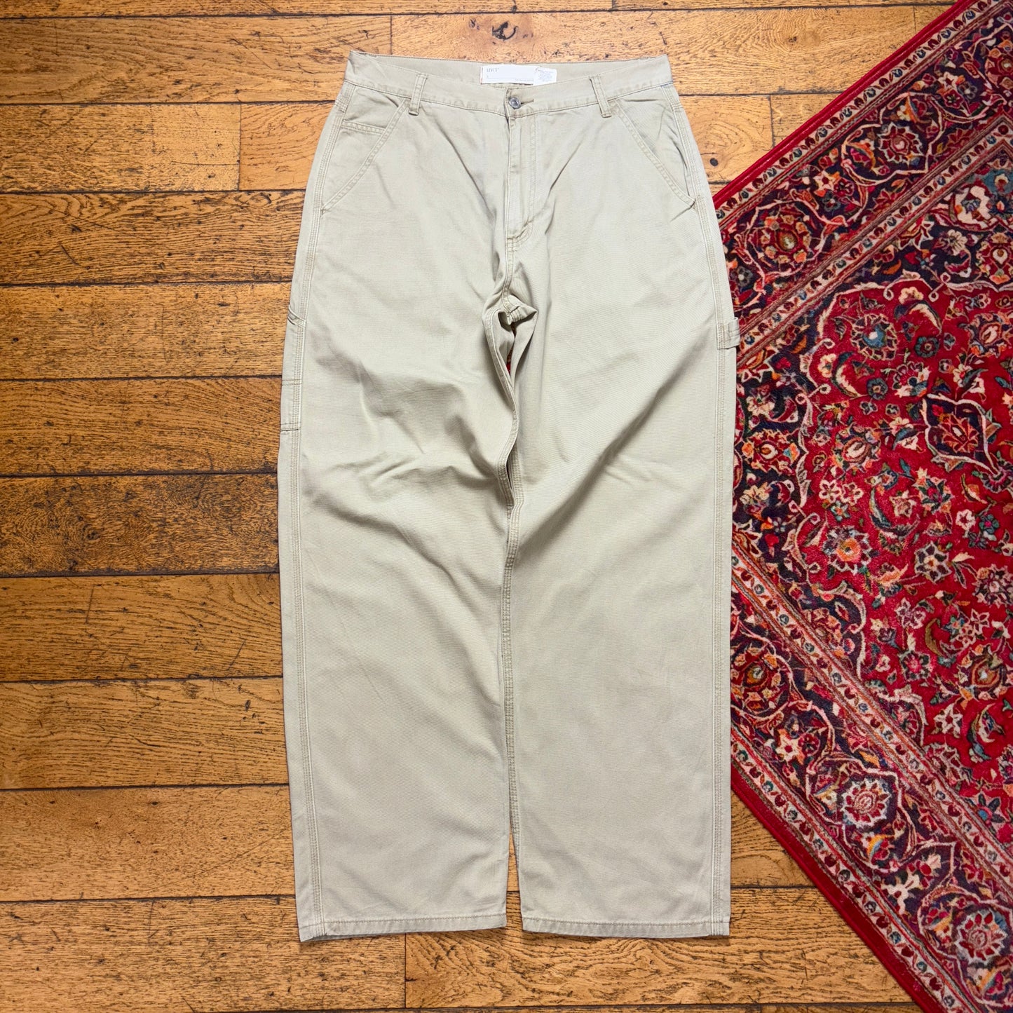 Vintage Levi's Cream Carpenter Workwear Baggy Trousers - 33R