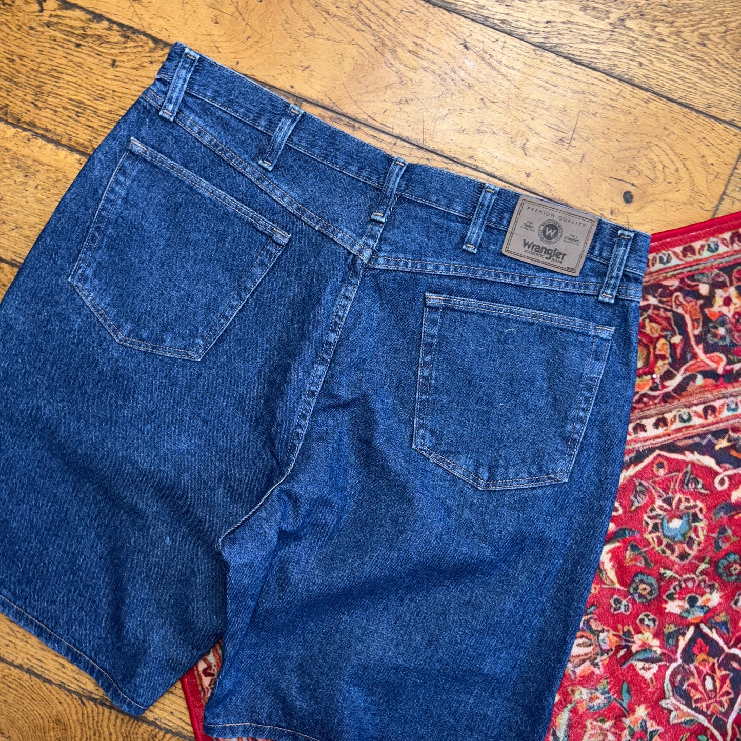 Vintage Wrangler Blue Denim Carpenter Baggy Shorts - 38