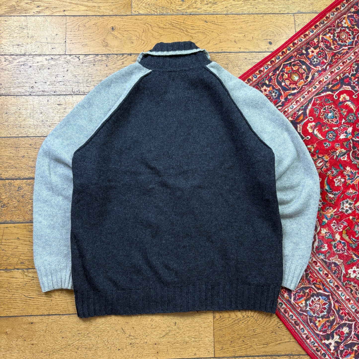 Vintage Napapijri Grey Zip Knit Jumper - L