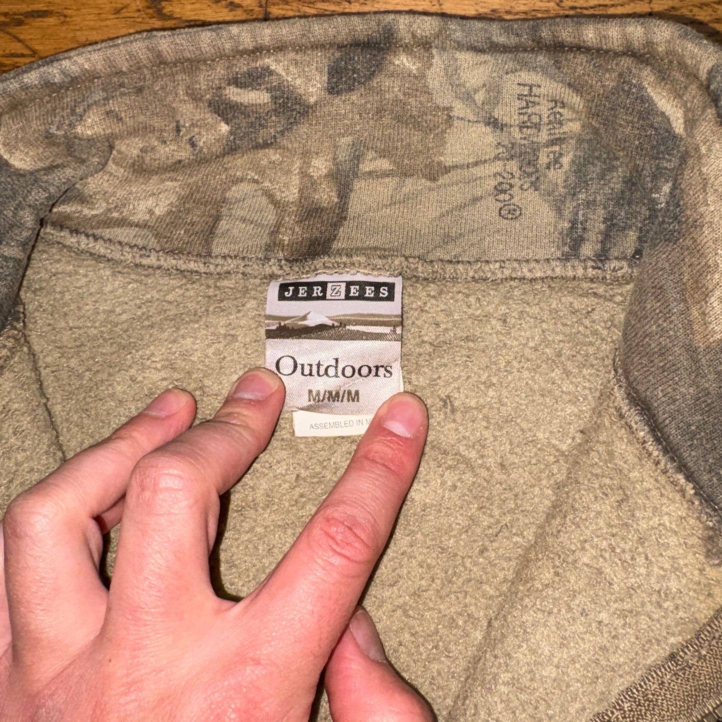 Vintage Realtree Camo Green Quarter Zip Sweatshirt - M