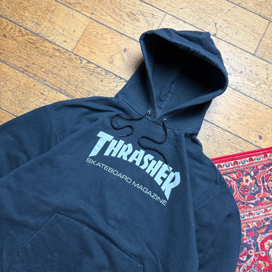 Vintage Thrasher Black Skate Hoodie Sweatshirt - XL