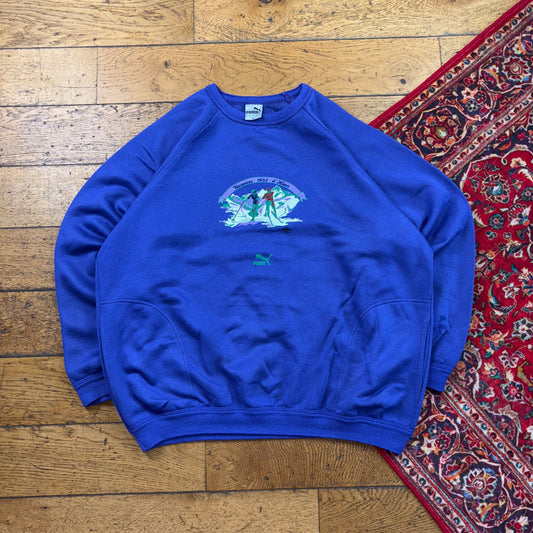 Vintage 90s Puma Skiing Purple Sweatshirt - XL