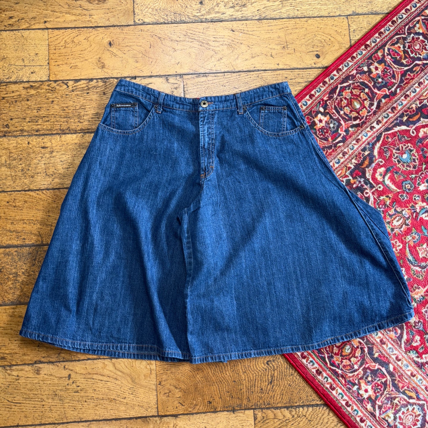 Vintage D&G Dolce Gabbana Super Baggy Flared Y2K Jeans Shorts Jorts - 32