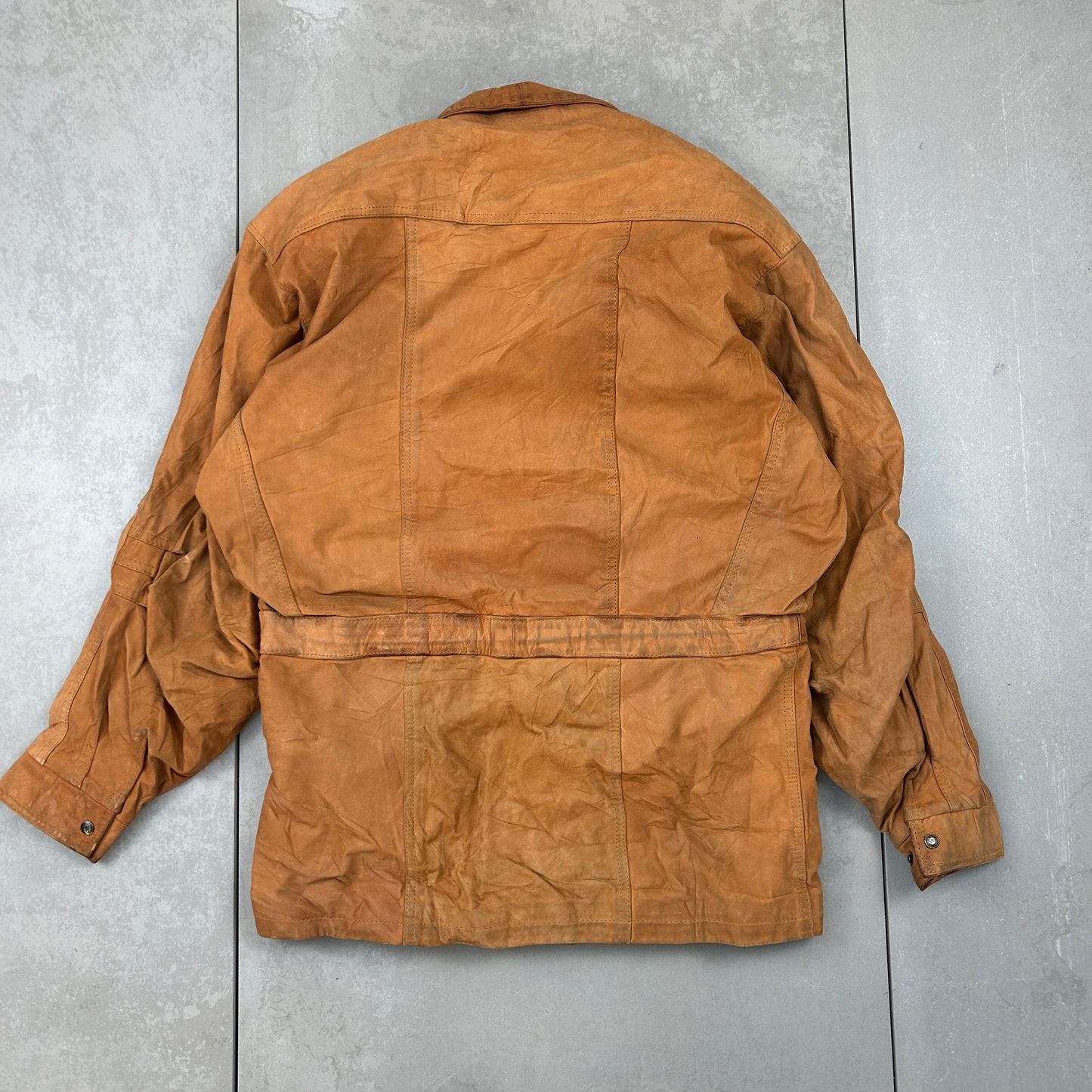 Vintage Orange Brown Genuine Leather Chore Jacket - M