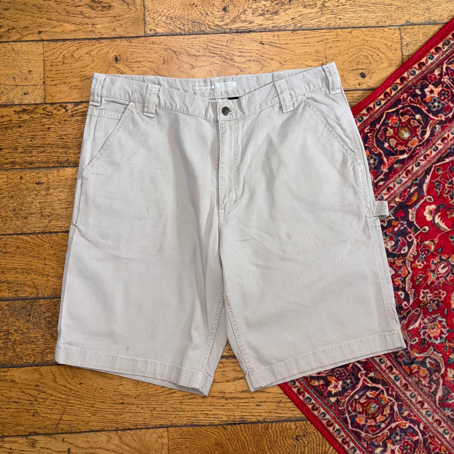 Vintage Carhartt Cream Workwear Baggy Carpenter Shorts - 38