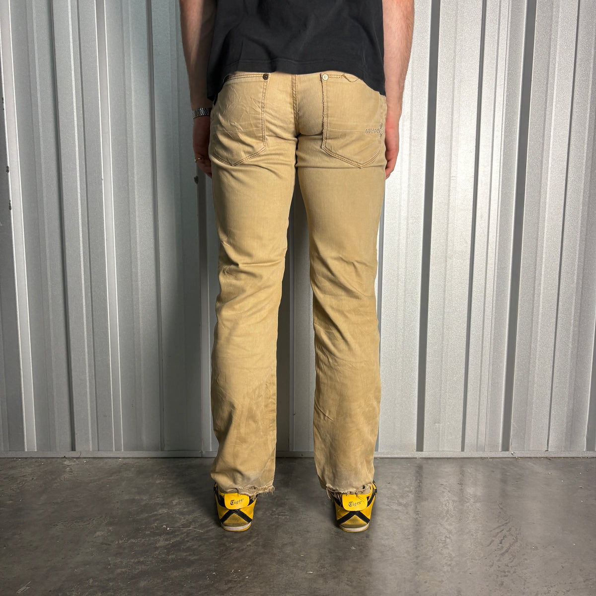 Oniarai Cream Embroidered Japanese Straight Denim Hip Hop Y2K Jeans - 29R