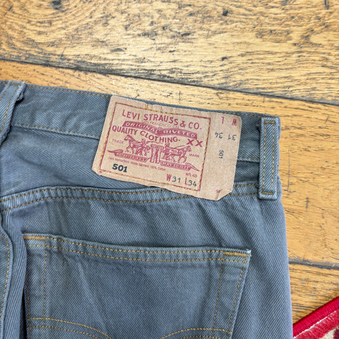 Vintage Levis 501 Straight Grey Denim Jeans - 31S