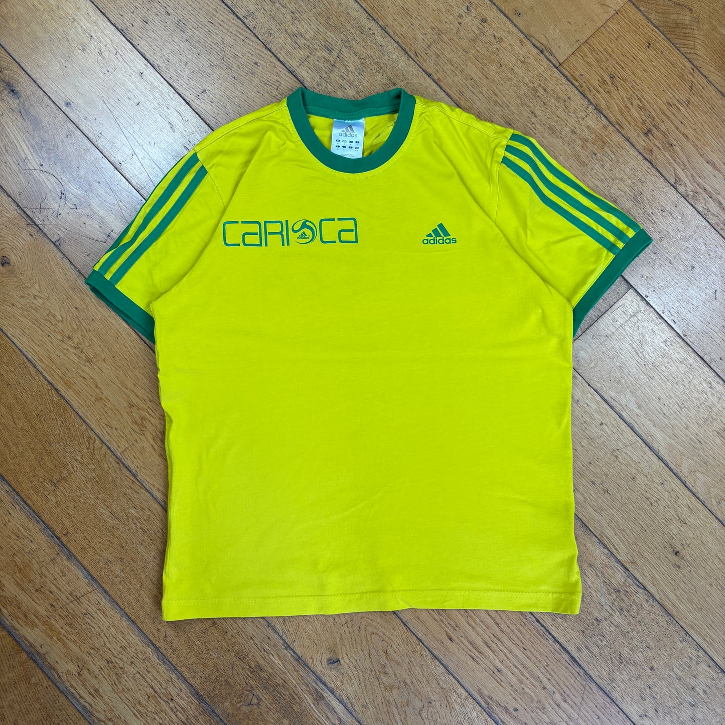 Vintage Adidas Yellow Green Brazil T-Shirt - S
